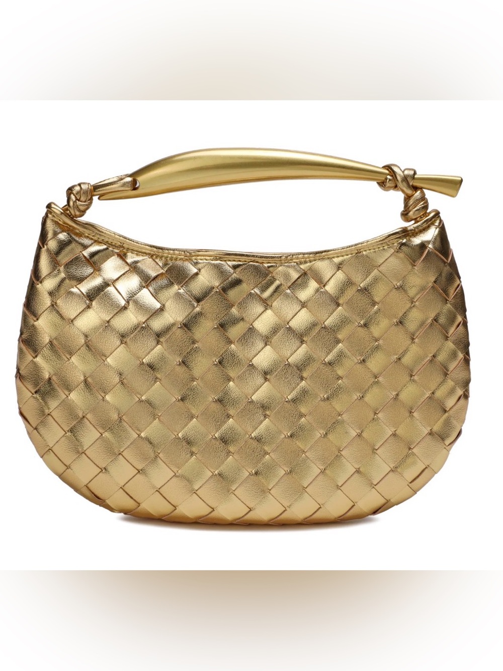Tiffany & Fred Paris Gold Woven Leather Crescent Hobo Bag